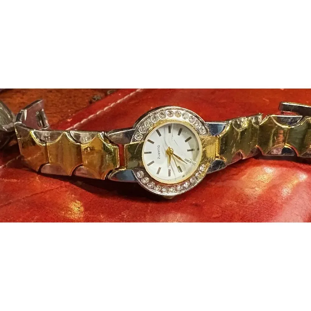 Women's Two Tone Blair Watch, Crystal Accents, Bracelet Band  Size 6 1/2